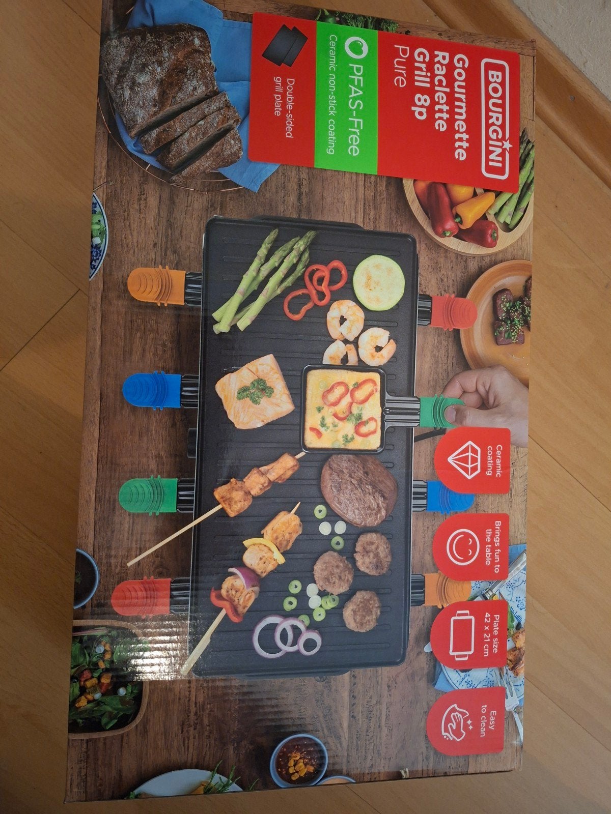 BOURGINI Gourmet Raclette Grill 8P Pure - Nieuw in doos, Ophalen, Nieuw