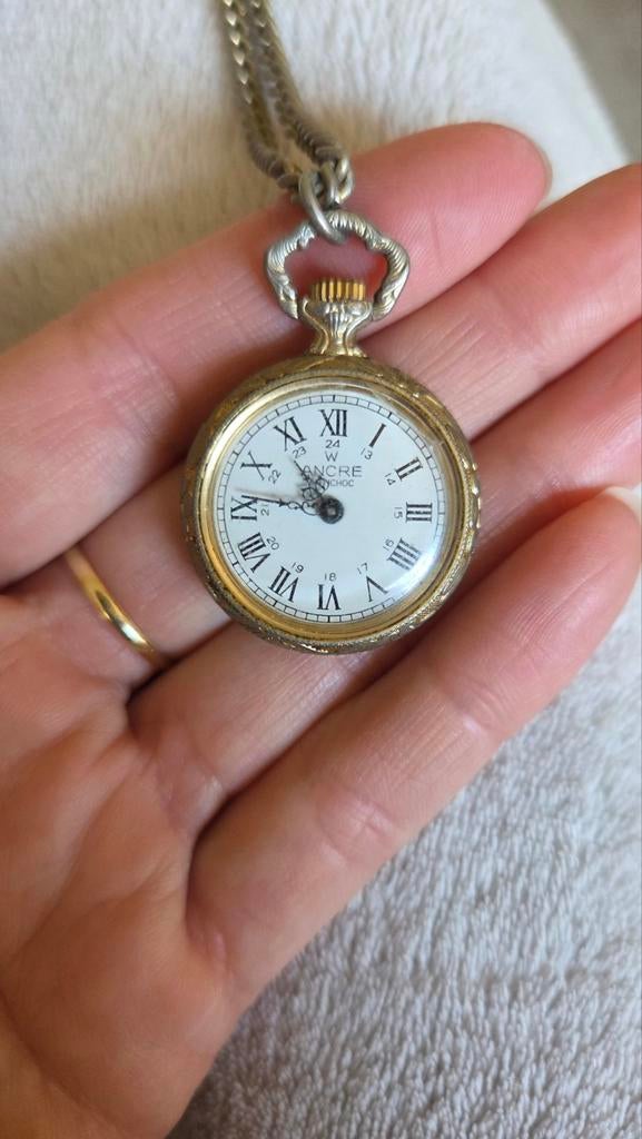 Antiek Ancre Zakhorloge met Ketting - Elegant Design, Overige merken, Overige materialen, Zakhorloge, Ophalen of Verzenden