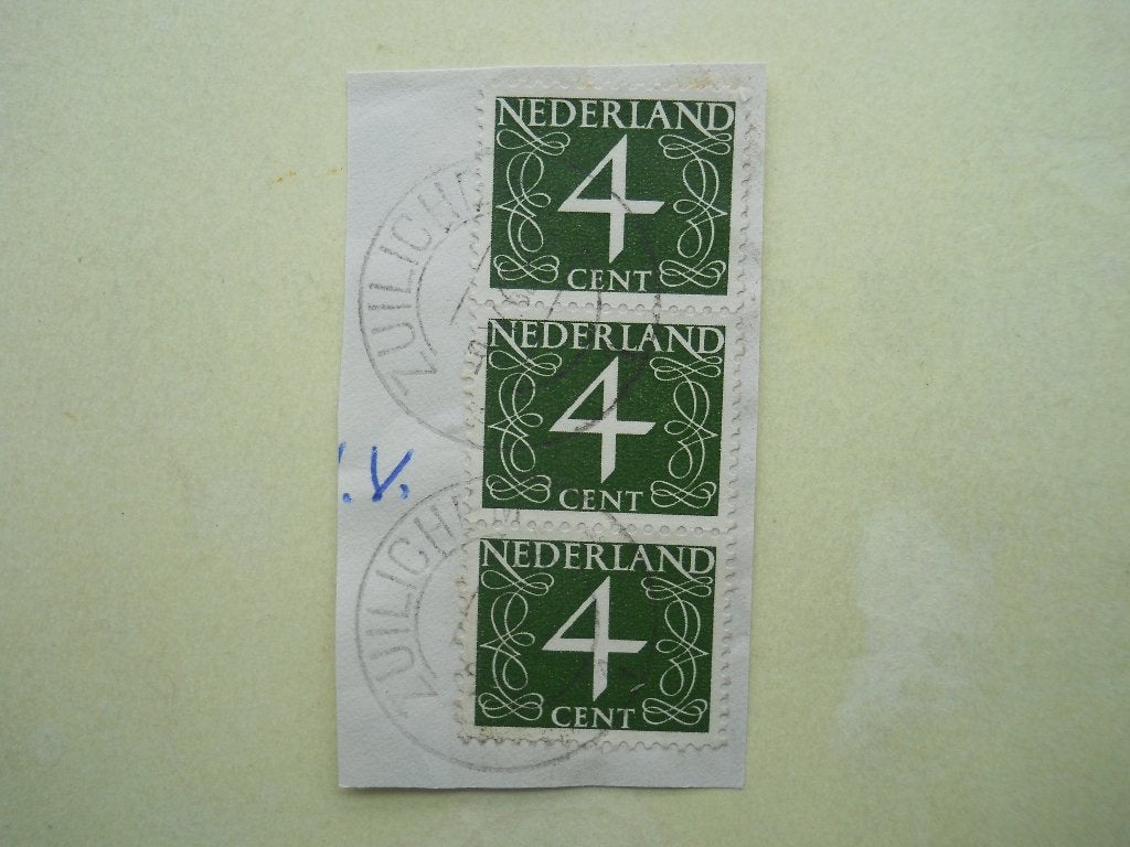 Nederland 1946 Cijfer strip 3 Nvph.464 Rondstempel Zuilichem, Postzegels en Munten, Ophalen of Verzenden