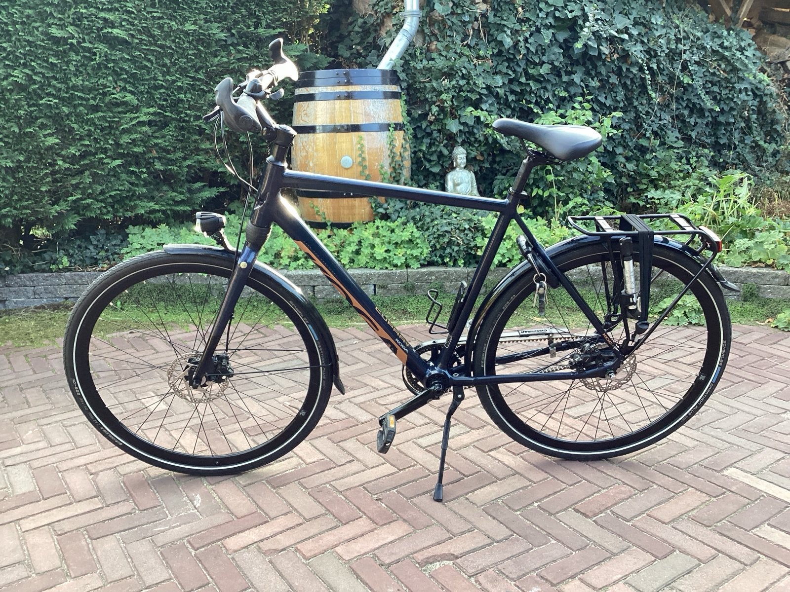 Koga F3 6.0 Herenfiets blauw 57 nieuwe riem en voorvering, Ophalen, Versnellingen, Zo goed als nieuw, Schijfrem