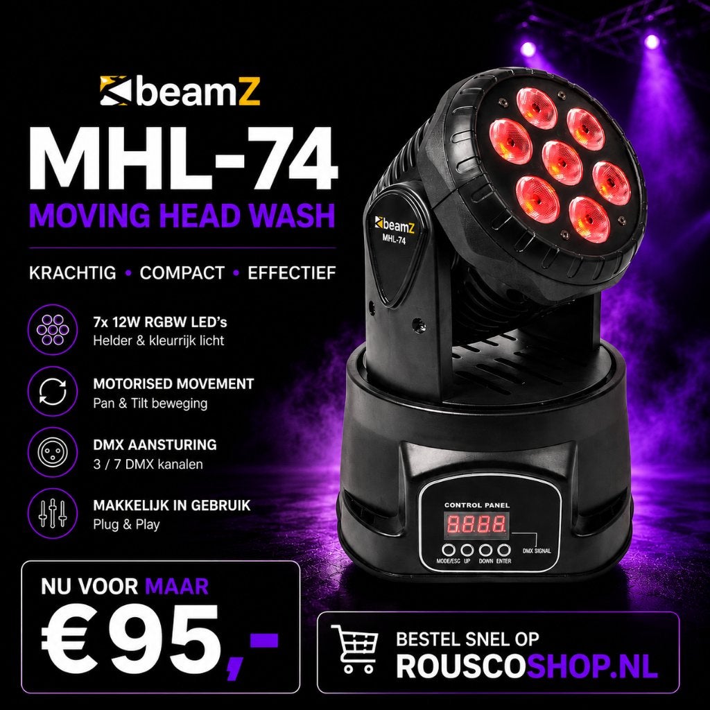 BeamZ MHL-74 Movinghead Wash, Ophalen of Verzenden, Nieuw, Licht, Geluidgestuurd