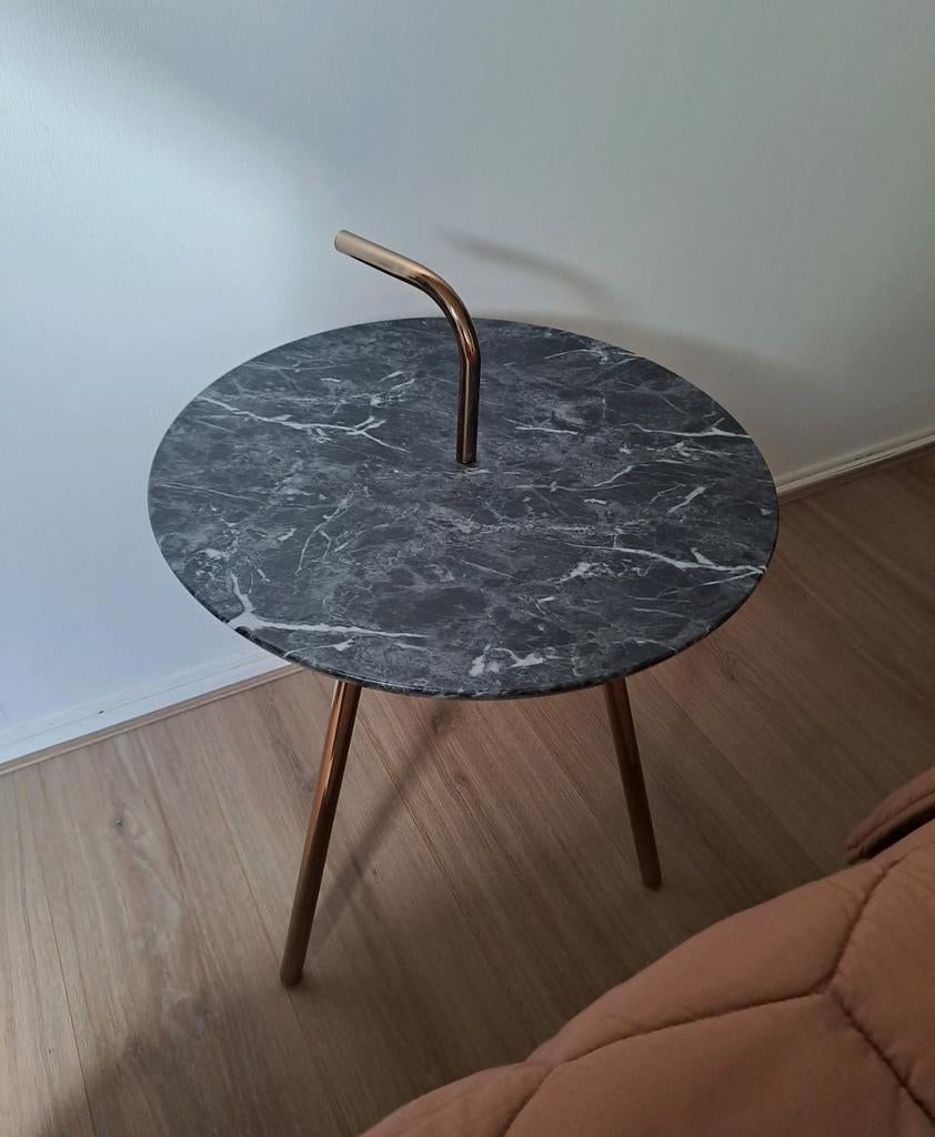 Bijzettafel Marmerlook!, Ophalen of Verzenden, Zo goed als nieuw, Rond