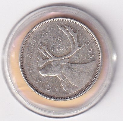 Canada 25 Cent 1965 Fraai, Verzenden, Noord-Amerika, Losse munt, Zilver