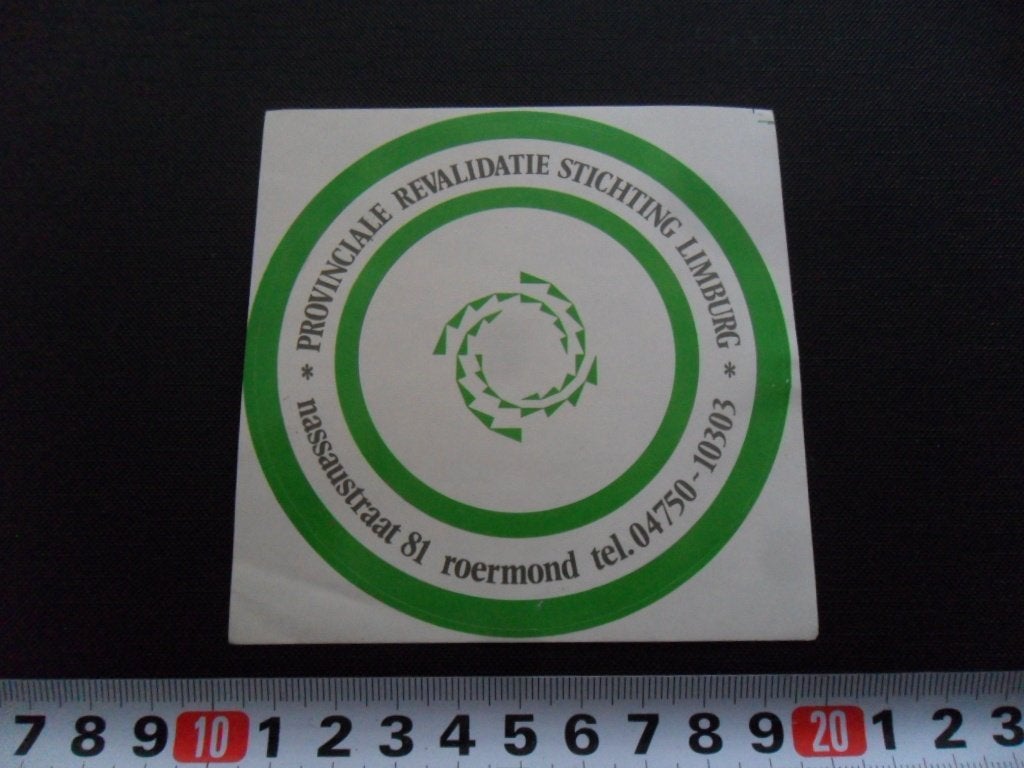 sticker Roermond Provinciale Revalidatie Stichting Limburg, Ophalen of Verzenden, Zo goed als nieuw