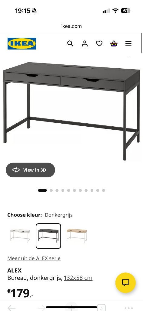 Zwart-grijze bureau nieuw Ikea, Ophalen, Zwart, Hout, 132 cm