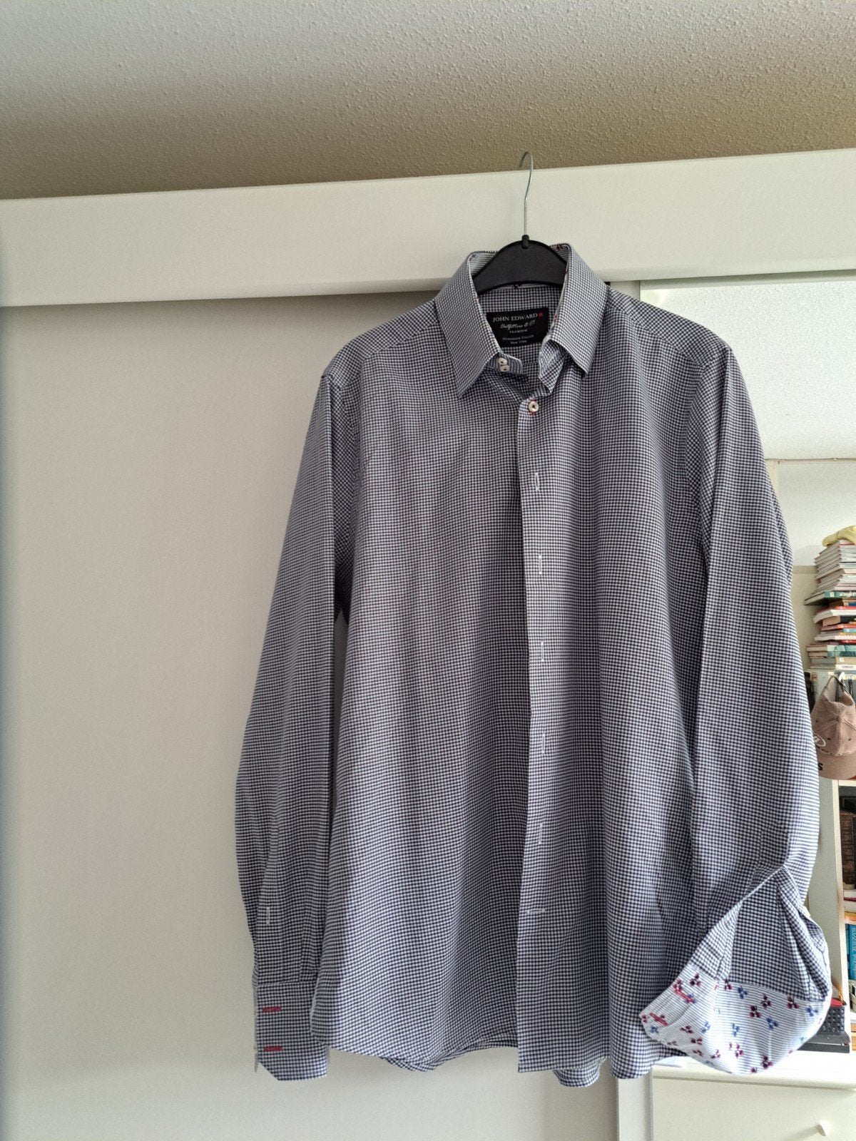 John Edward Heren Overhemd Maat M Wit Blauw Ruit Katoen, Kleding | Heren, Meerkleurig, John Edward, Gedragen, Halswijdte 39/40 (M)