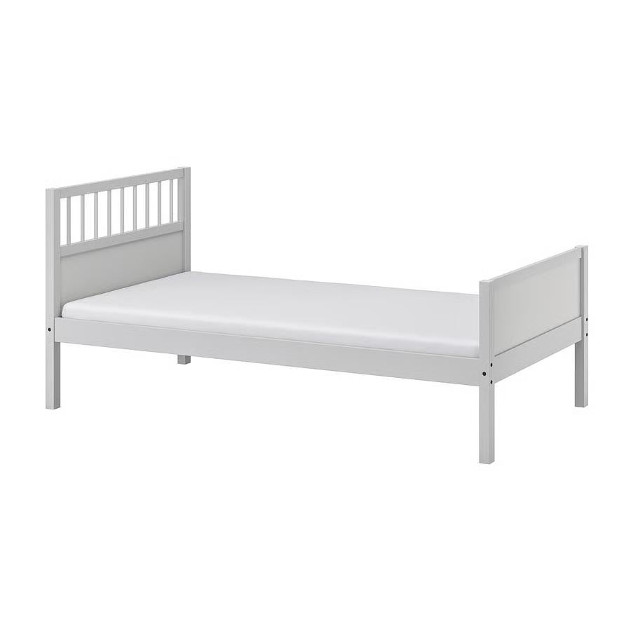 Smyga bed in wit hout, 90x200 cm met Auping spiraalbodem, Ophalen, Gebruikt, 90 cm, Eenpersoons