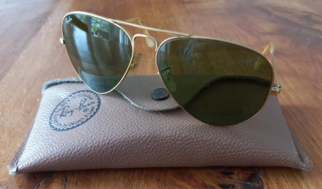 Vintage Ray-Ban Aviator Zonnebril B&L USA met Hoesje, Gebruikt, Zonnebril, Overige kleuren, Verzenden