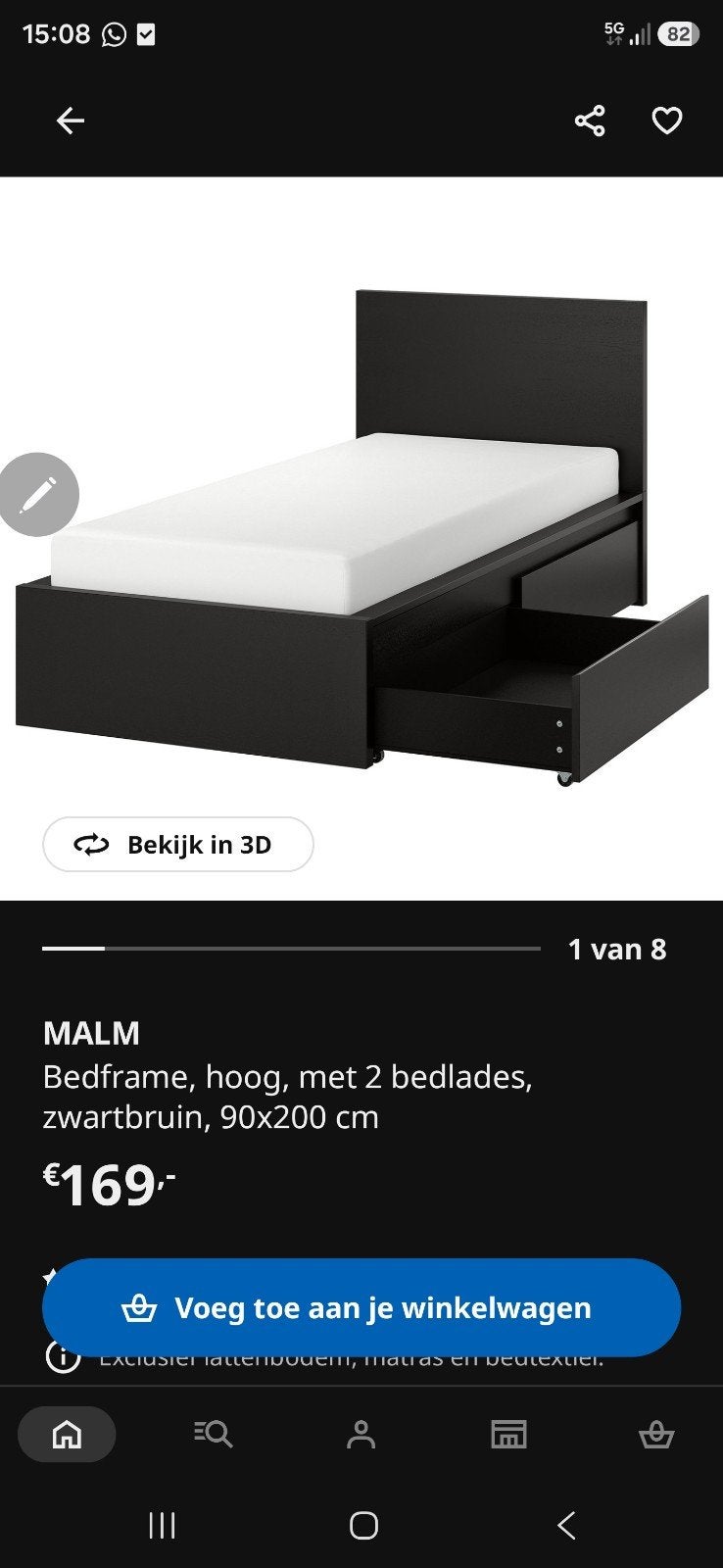 IKEA MALM Bedframe 90x200 cm met 2 bedlades, Ophalen, Gebruikt, 90 cm, Eenpersoons