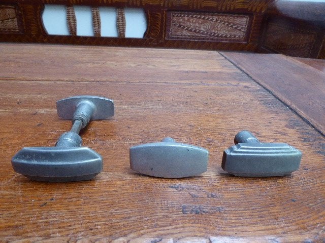 4 antieke aluminium deurklinken, deurkrukken