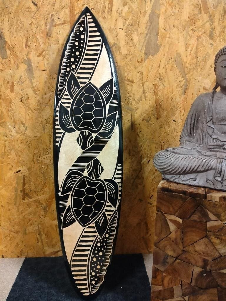 Foto 2 van dubbele schildpad surfplank - 100 cm - houten decoratie
