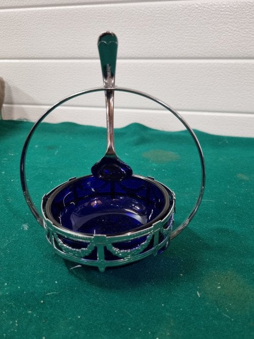 Suikerschaaltje cobalt bleu glas,vintage, Ophalen of Verzenden