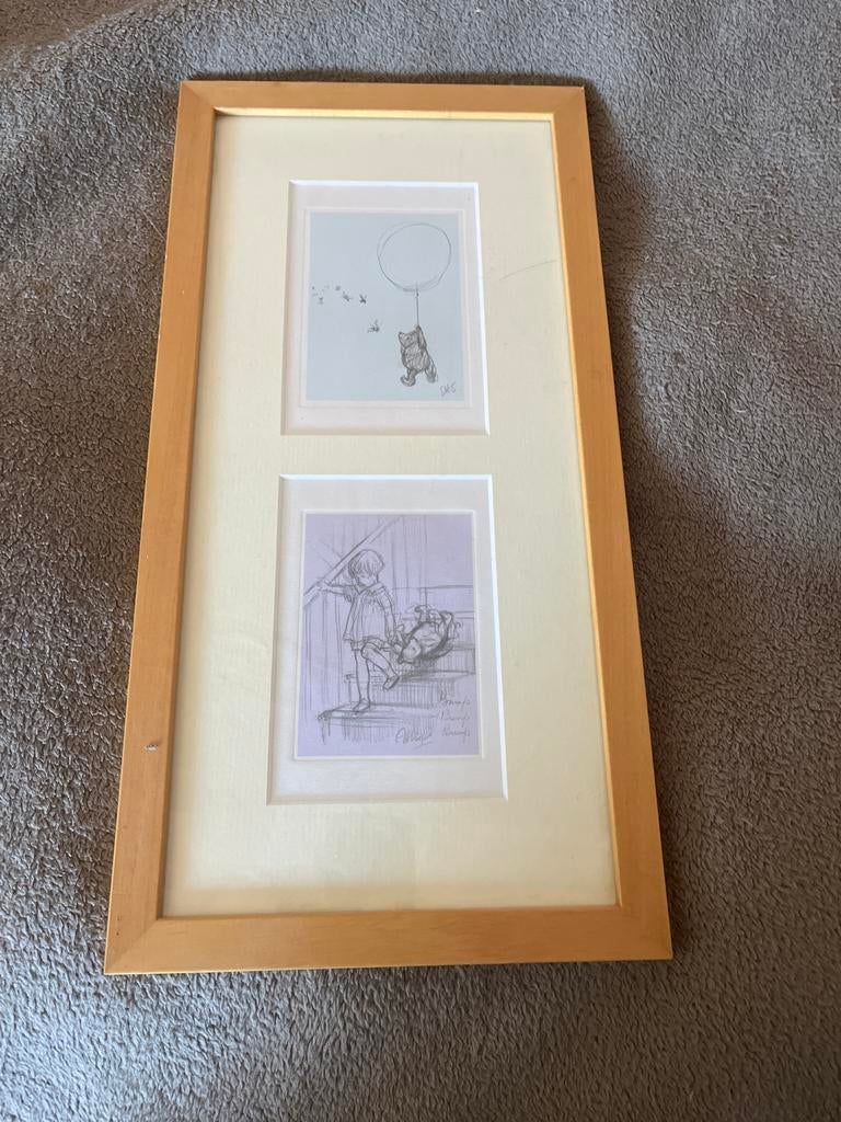 Ingelijste Winnie de Poeh tekeningen - Set van 2, Ophalen of Verzenden