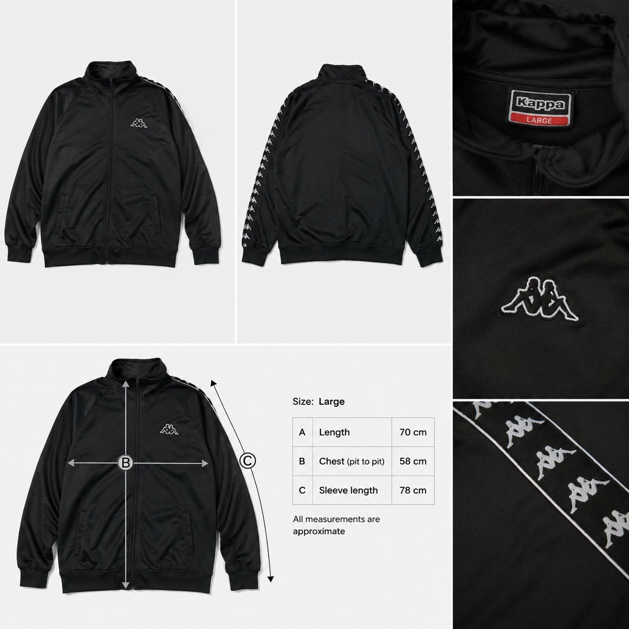 Kappa Track Jacket Zwart Maat S - Uitstekende Staat, Ophalen of Verzenden, Zo goed als nieuw, Maat 46 (S) of kleiner, Zwart