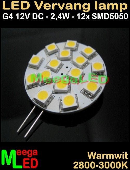 LED G4 ledspot ledlamp rond 12 SMD5050 - 12Vdc – 2,4 Watt, 30 tot 60 watt, Led-lamp, Nieuw, Ophalen of Verzenden