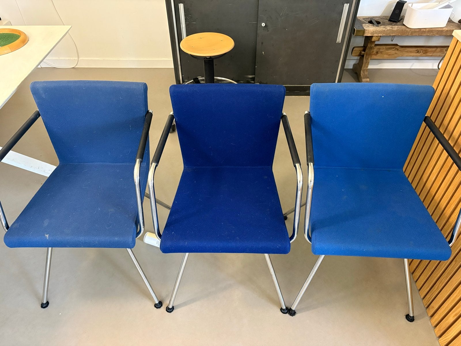 Set van 3 blauwe Lande vergaderstoelen, Ophalen, Gebruikt, Drie, Blauw