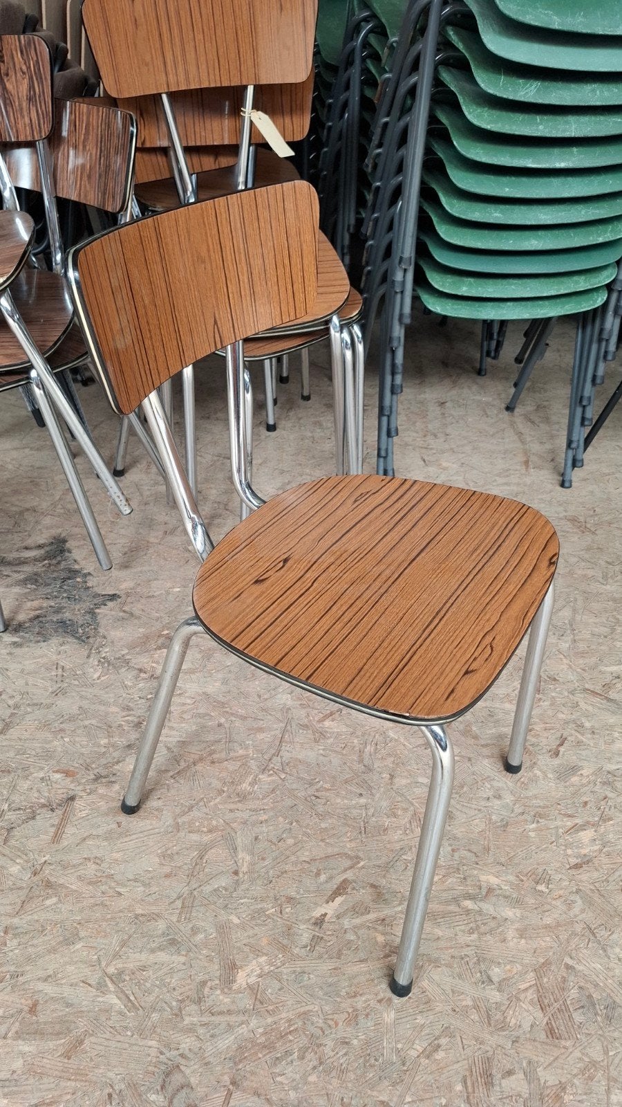 20 vintage school industriële stapel formica partij stoelen, Ophalen of Verzenden