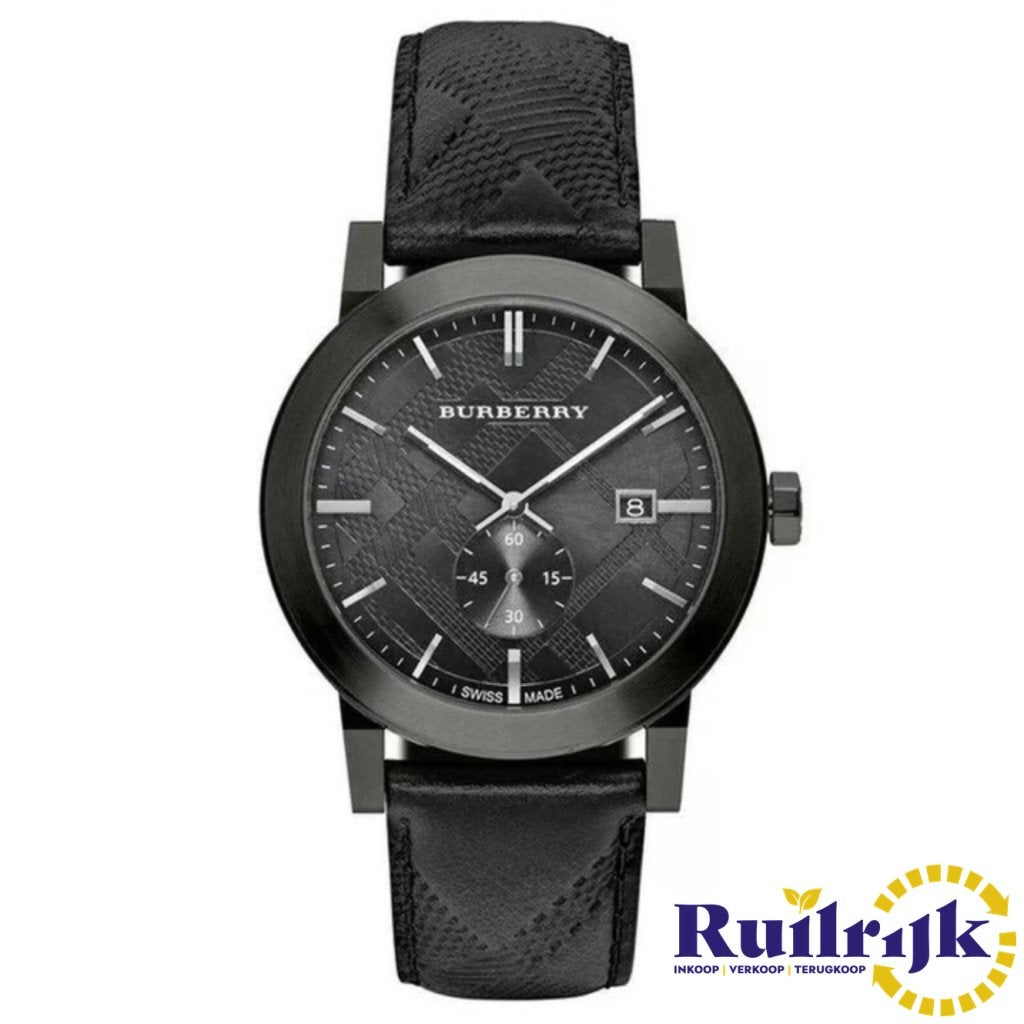 Burberry BU9906 horloge City Zwart Leren Band - Nieuw, Burberry, Nieuw, https://www.burberry.com/contact-us/, Horseferry House, Horseferry Road, London SW1P 2AW, Verenigd Koninkrijk