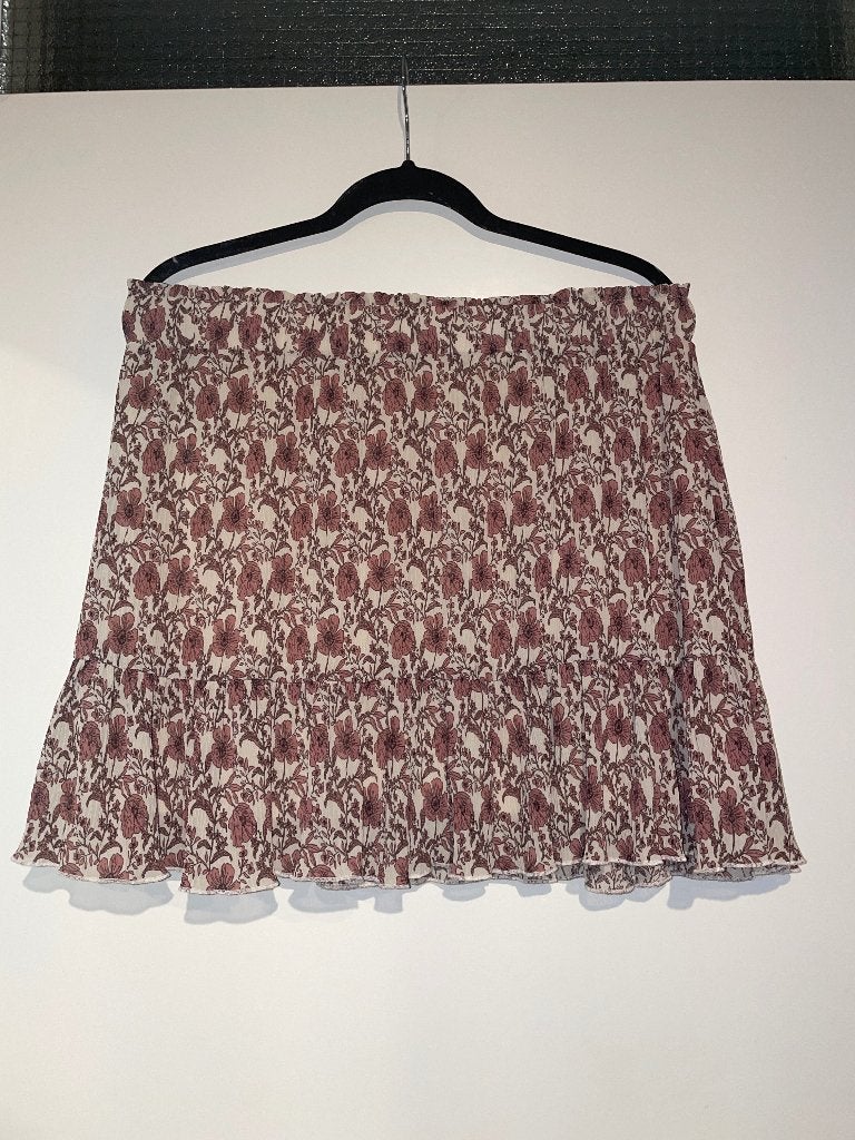 Loavies boho beige bordeaux ibiza bloemen rok skirt mt L, Beige, Maat 42/44 (L), Ophalen of Verzenden, Knielengte