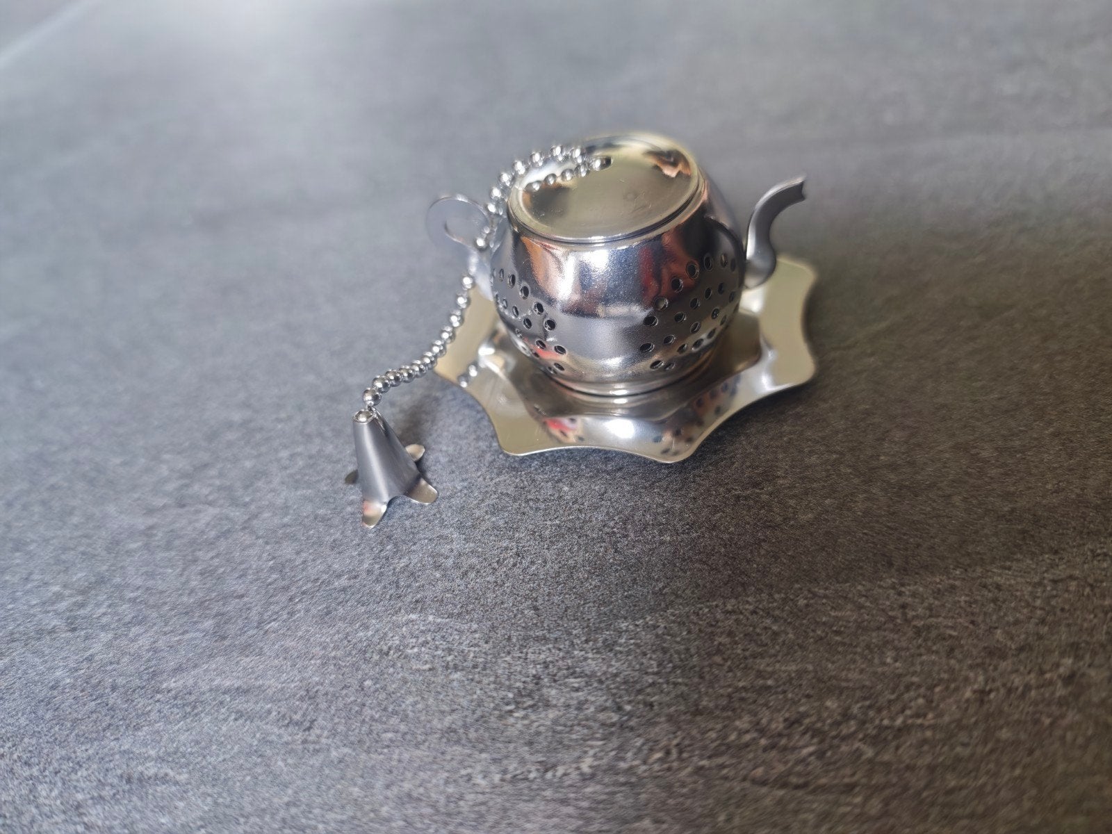 Stainless steel thee ei theepotje zgan, Overige typen, Zilver, Ophalen of Verzenden, Zo goed als nieuw