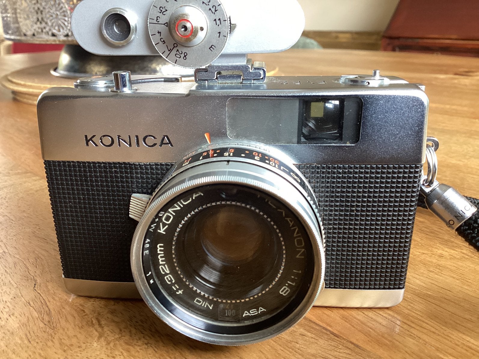 Konica Eye 2 camera Hexanon 32mm f/1.8 lens met Voigtländer, Ophalen of Verzenden, Gebruikt, Compact, Konica