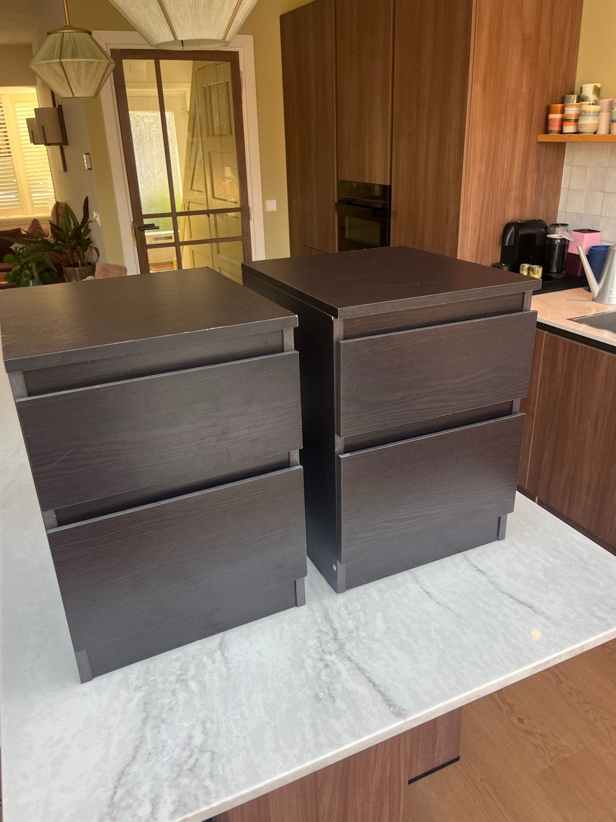 Twee MALM ladekasten/ nachtkasten, Ophalen, Minder dan 50 cm, Gebruikt, 1 of 2 laden