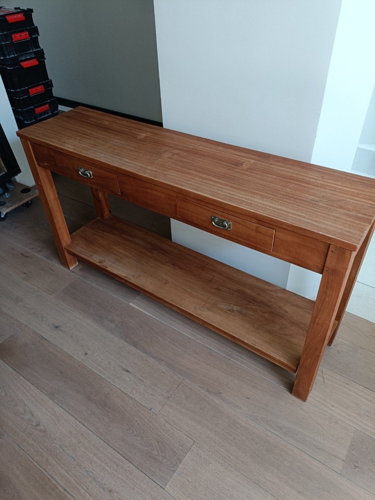 sidetable teak houten, Huis en Inrichting, Tafels | Sidetables, Ophalen, 25 tot 50 cm, Rechthoekig