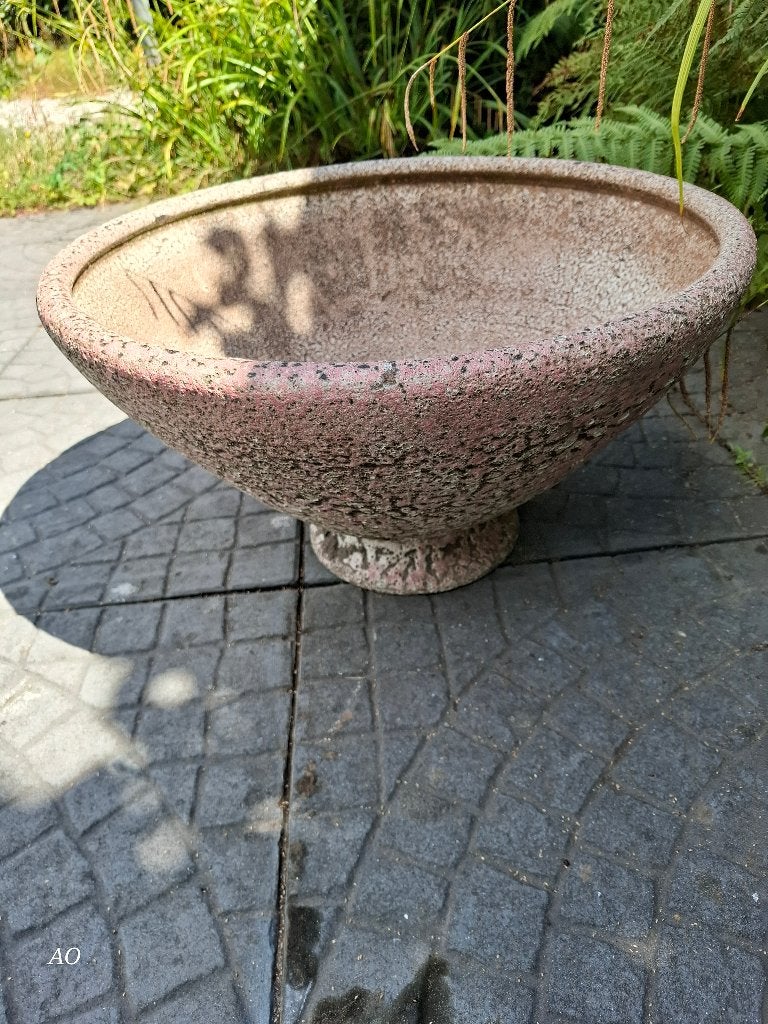 Grote ronde stenen bloempot voor buiten, Ophalen, Steen, Gebruikt, 40 cm of meer