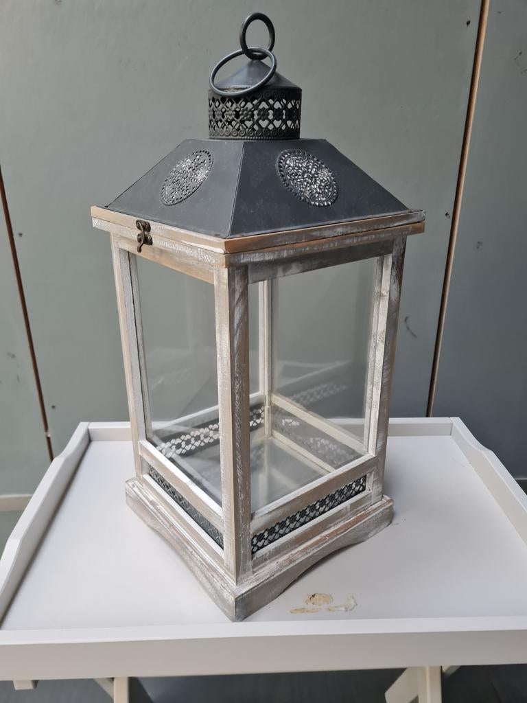 Decoratieve lantaarn met glazen wanden - 37x24 cm, Ophalen of Verzenden
