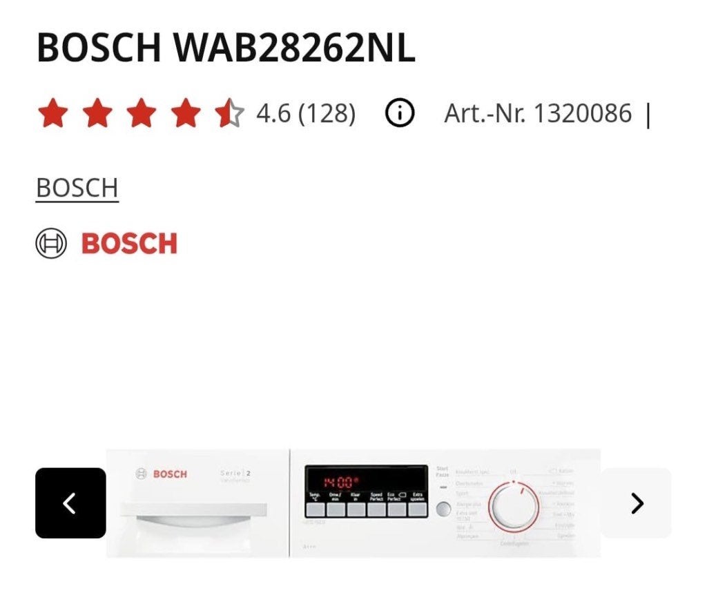Wasmachine, Ophalen, 1200 tot 1600 toeren, Gebruikt, 4 tot 6 kg