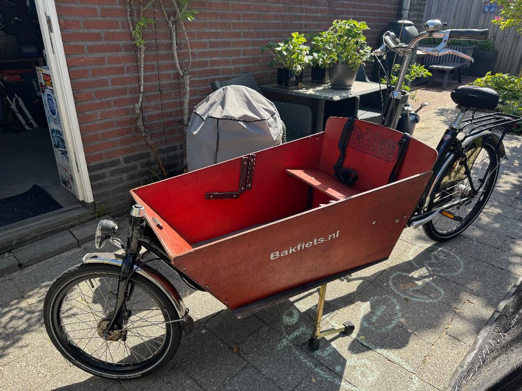 Bakfiets lange variant met huif en 2e bankje, Fietsen en Brommers, Fietsen | Bakfietsen, Ophalen, Gebruikt, Huif, 3 kinderen