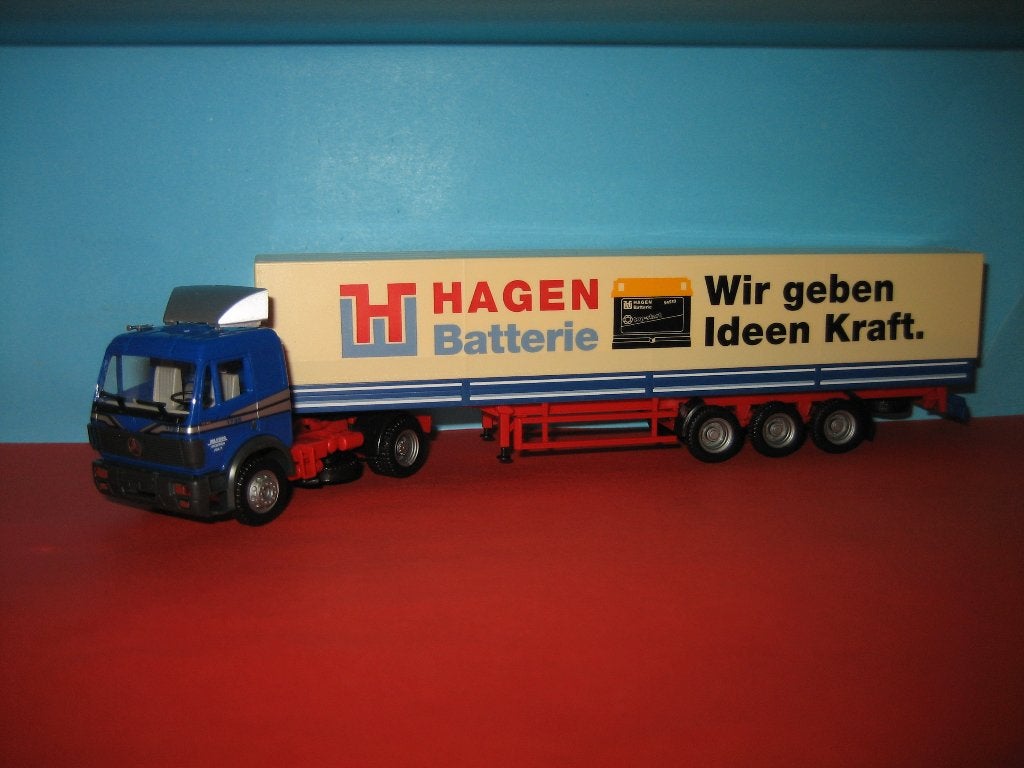 Hagen-batterie  MERCEDES 1735 met oplegger  Herpa, Ophalen of Verzenden, Zo goed als nieuw, Bus of Vrachtwagen, Herpa