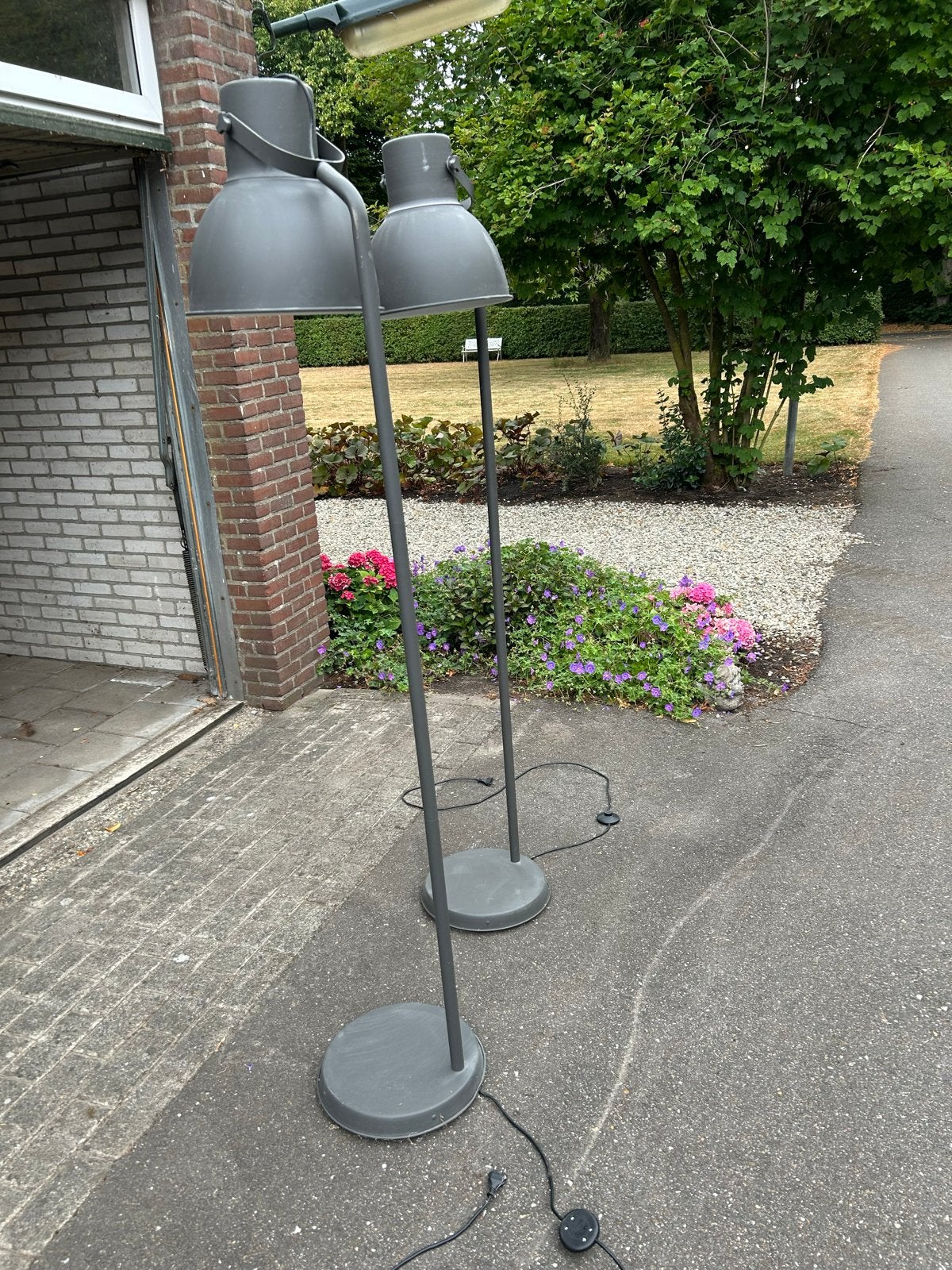 lamp staand 2 stuks, Huis en Inrichting, Lampen | Vloerlampen, Gebruikt, 150 tot 200 cm, Metaal, E27 (groot), Ophalen