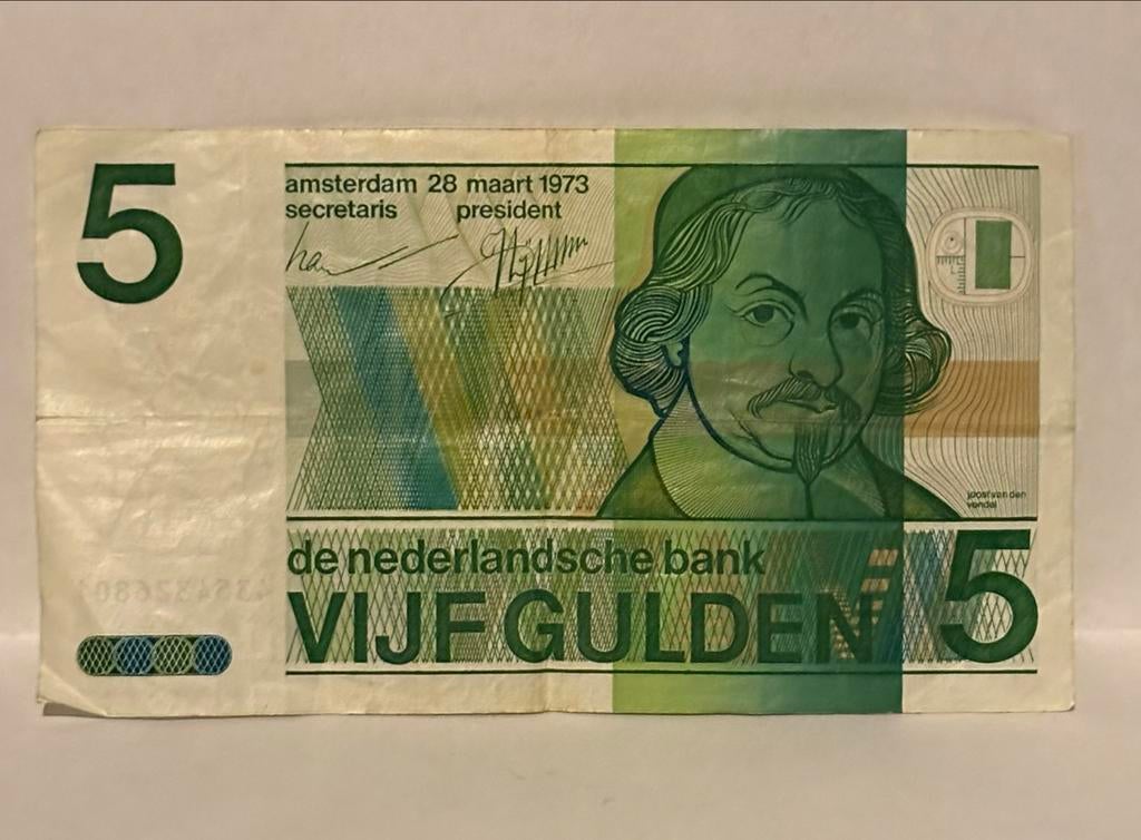 Nederlands Bankbiljet 5 Gulden 1973 (De Zonnebloem), Ophalen of Verzenden, 5 gulden, Los biljet