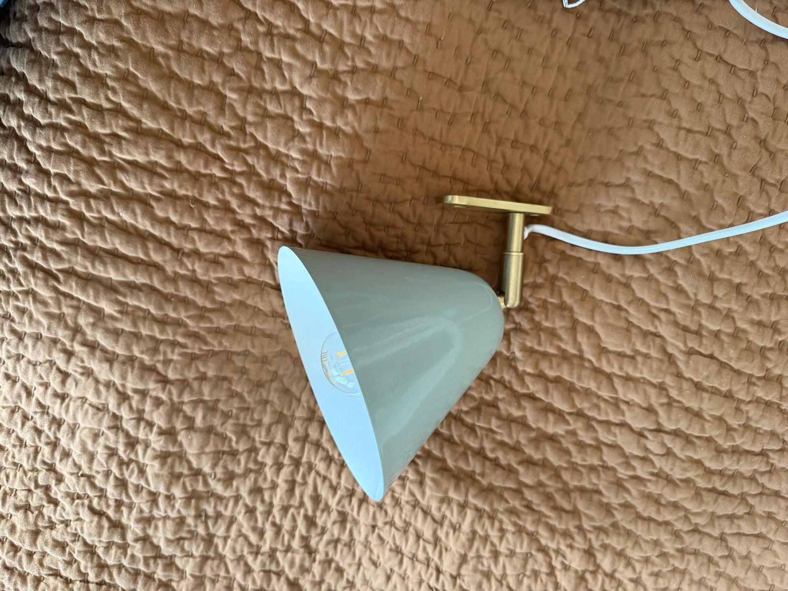 Leuk wandlampje mintgroen/goud met stekker voor kinderkamer, Met snoer/stekker, Bedlamp, Ophalen of Verzenden, Zo goed als nieuw