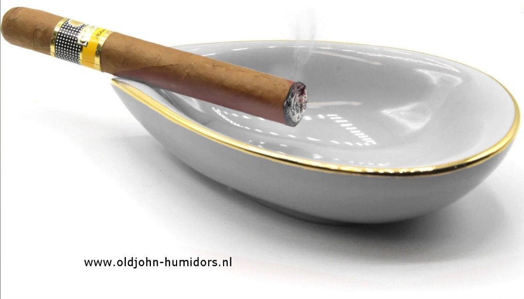 SIGAARASBAK ADORINI PORSELEIN WIT-GOUD HUGE 18 cm!!!  sab41, Ophalen of Verzenden, Nieuw, Asbak