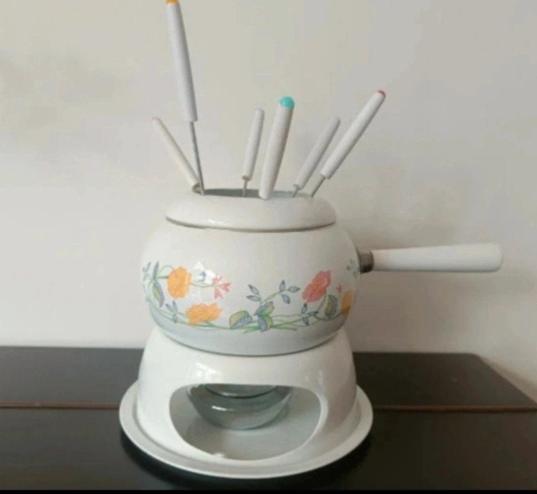 fonduepan fondueset retro heel goed, Witgoed en Apparatuur, Ophalen of Verzenden, Zo goed als nieuw, Brander, Fondueset