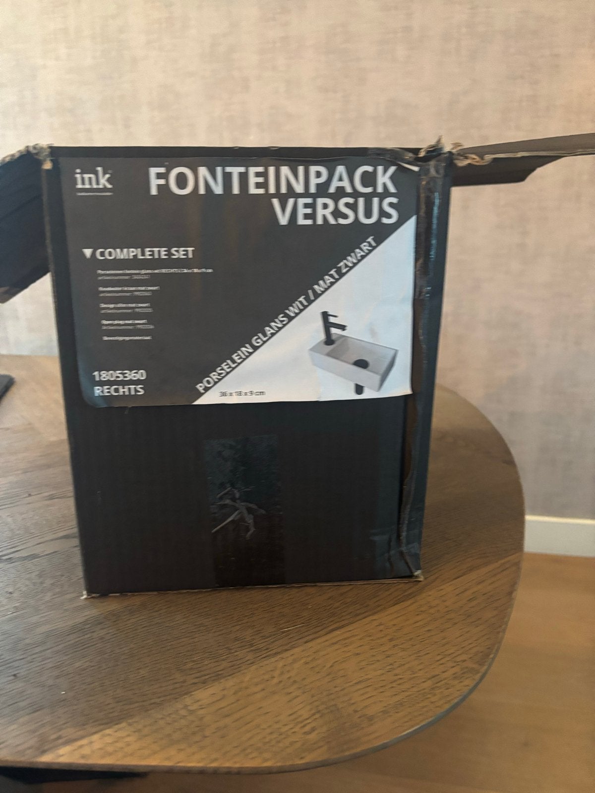 Ink Fonteinpack Versus - Complete Set Porselein Wit/Mat Zwar, Ophalen of Verzenden, Nieuw, Chroom, Wastafel