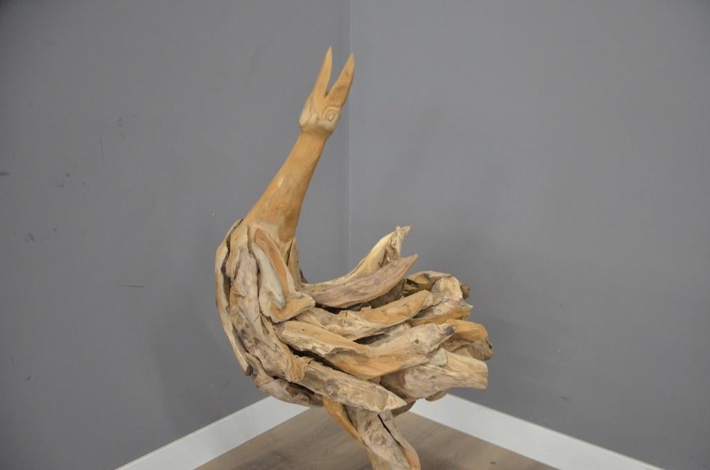 Handgemaakte teak vogel, Verzenden, Nieuw, Hout