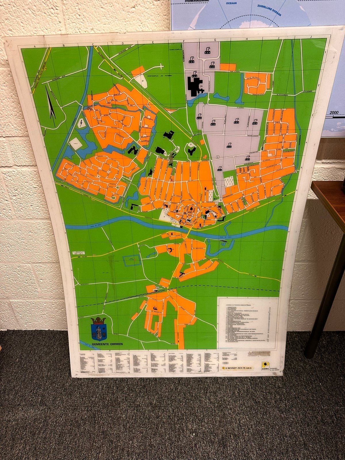 Oude plattegrond gemeente Ommen - Historische kaart, Boeken, Atlassen en Landkaarten, Ophalen, 1800 tot 2000, Nederland, Landkaart