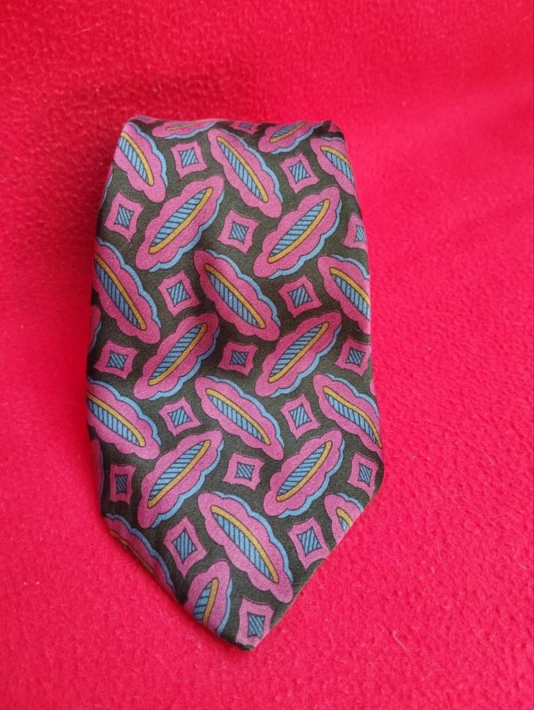 Vintage 100% Zijden Stropdas met Patroon, Kleding | Heren, Stropdassen, Overige kleuren, Onbekend, Ophalen of Verzenden, Zo goed als nieuw