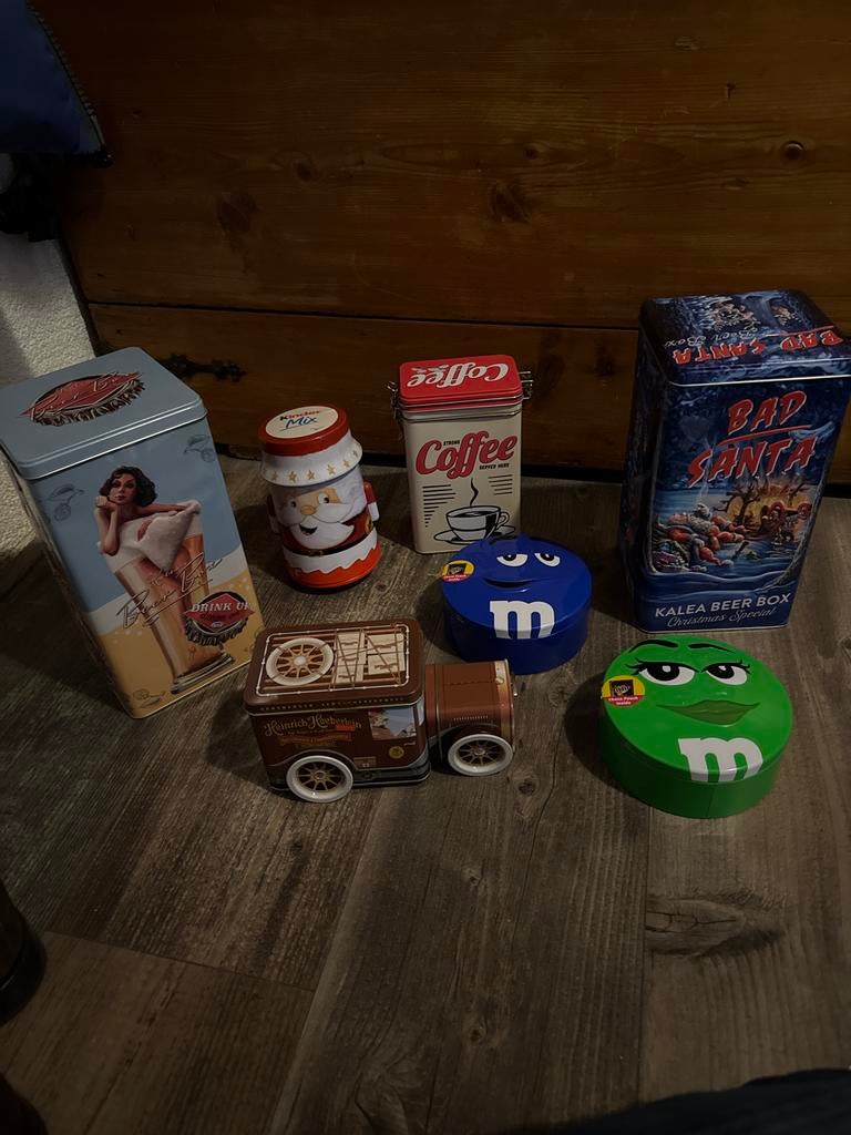 7 leuke blikken opslagblikken, Verzamelen, Blikken, Ophalen of Verzenden, Gebruikt, Koffie, Douwe Egberts