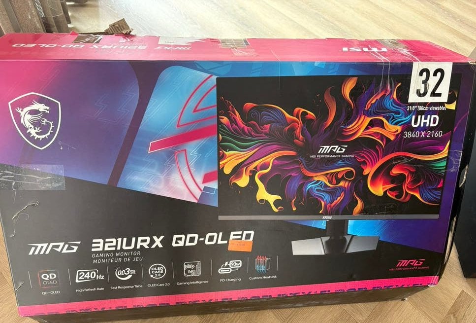 MSI MPG 321URX QD-OLED (mp191), Computers en Software, Monitoren, Ophalen, MSI, In hoogte verstelbaar, Ultra HD (4K)