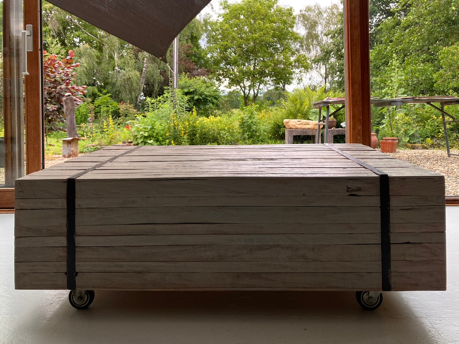 Modern Rustieke salontafels op wielen, Ophalen, 100 tot 150 cm, 50 tot 100 cm, Rechthoekig