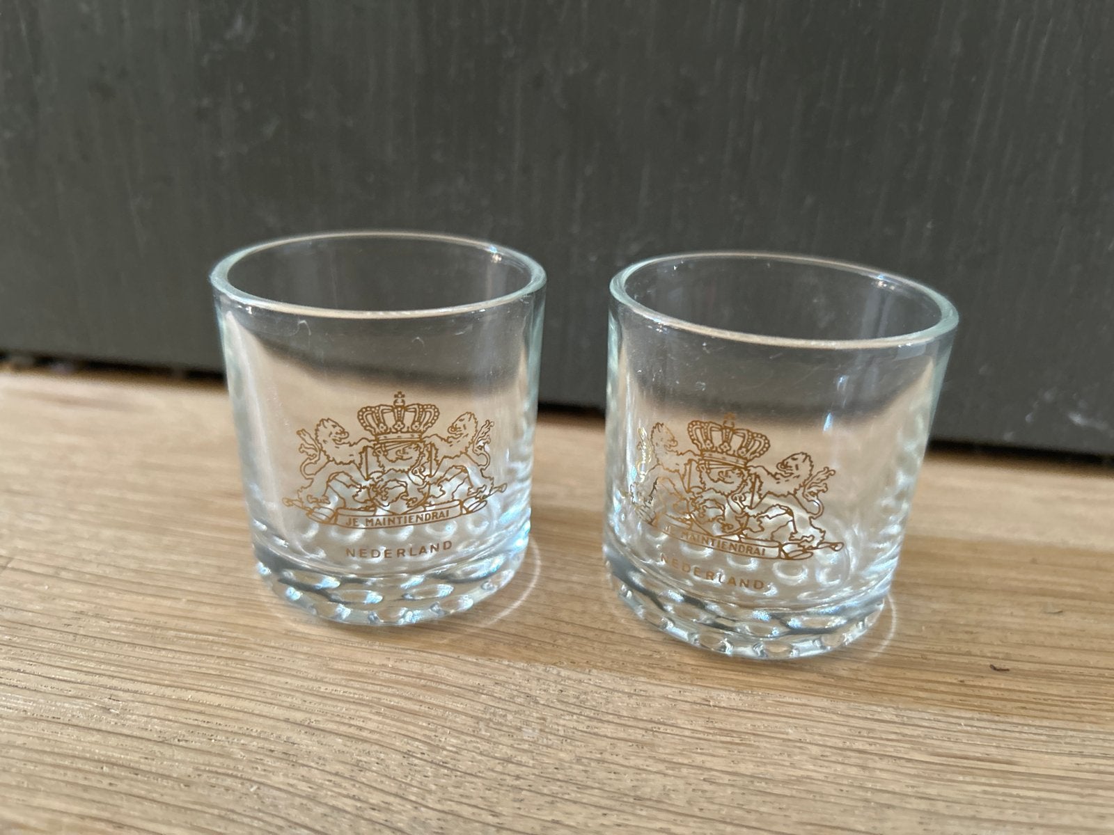 Set van 2 Koninklijke Nederlandse Leeuw borrel/ Shotglaasjes, Verzamelen, Ophalen, Zo goed als nieuw, Nederland, Overige typen