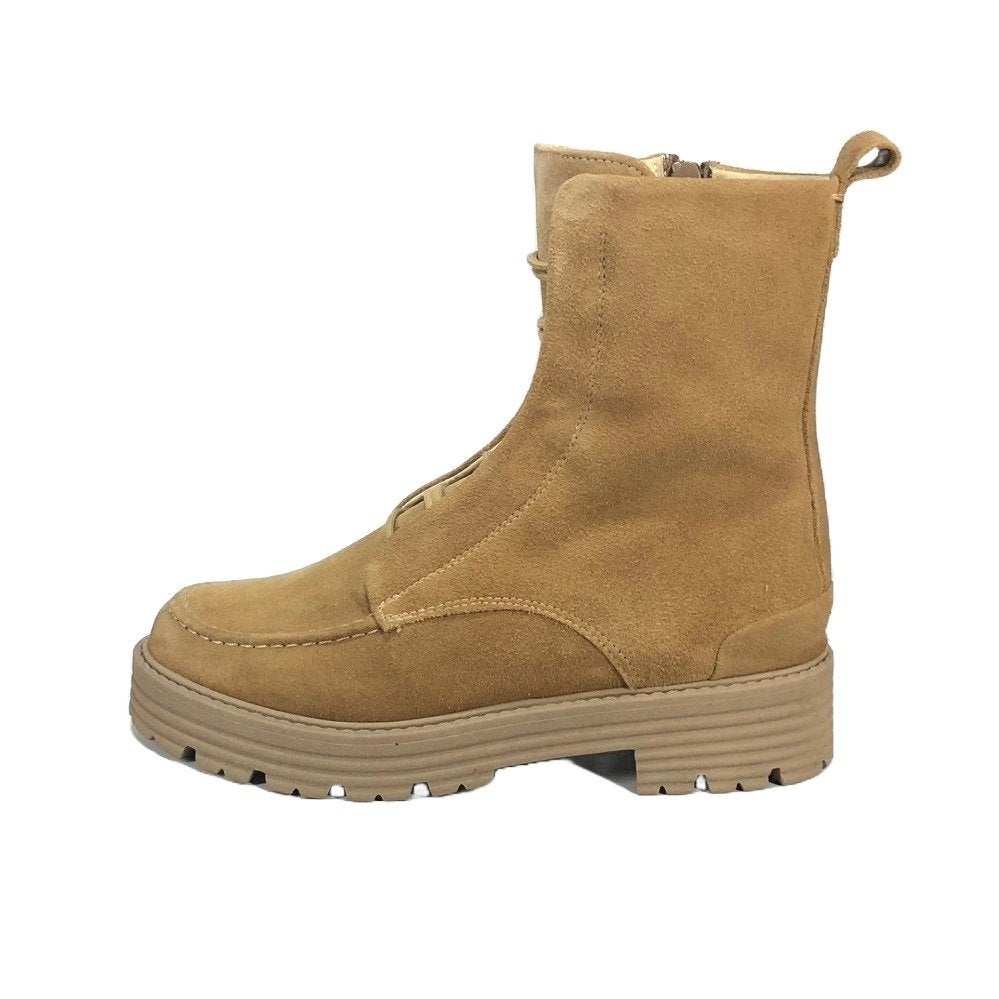 AQA maat 37 veterboots suede/leer beige - gratis verzenden, Verzenden, AQA, Beige, Lage of Enkellaarzen