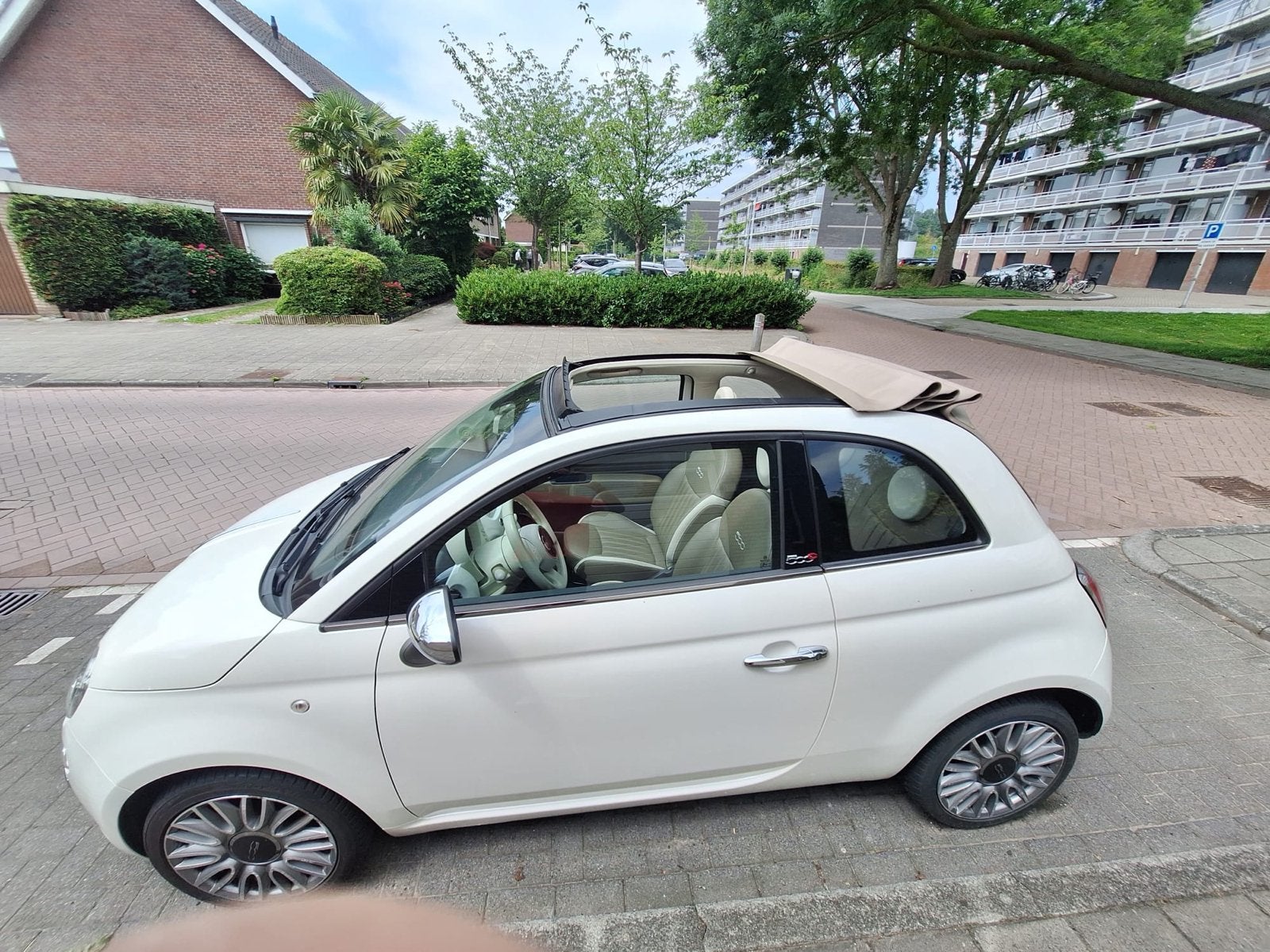 Fiat 500 TwinAir Cabrio 2014 – Zuinig & Lage Kilometerstand, Auto's, Fiat, 31 €/maand, Wit, Handgeschakeld, Particulier