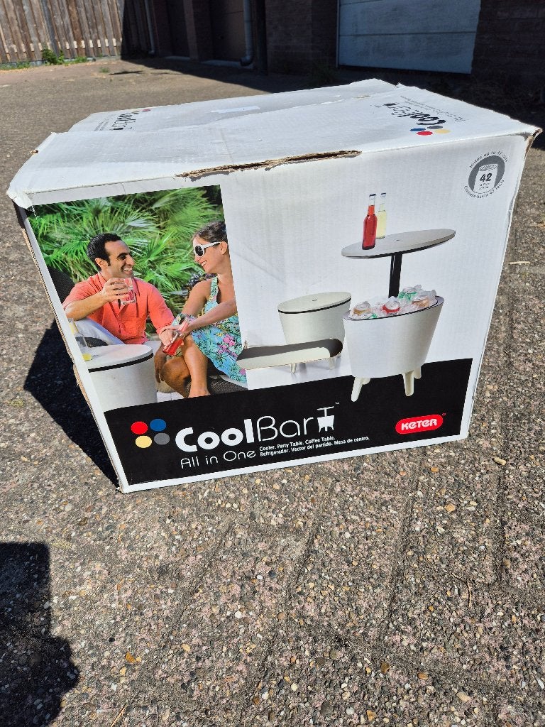 Keter Coolbar - Koeler en bijzettafel nog nieuw, Ophalen of Verzenden, Nieuw, Rond, Kunststof
