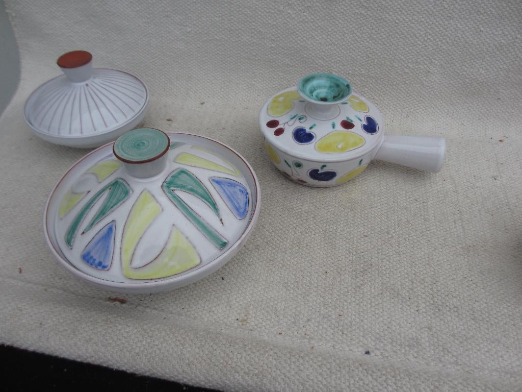 Vintage Hans Wagner 3x deksel-schaaltjes en lepelvaasje, Antiek en Kunst, Antiek | Keramiek en Aardewerk, Ophalen of Verzenden
