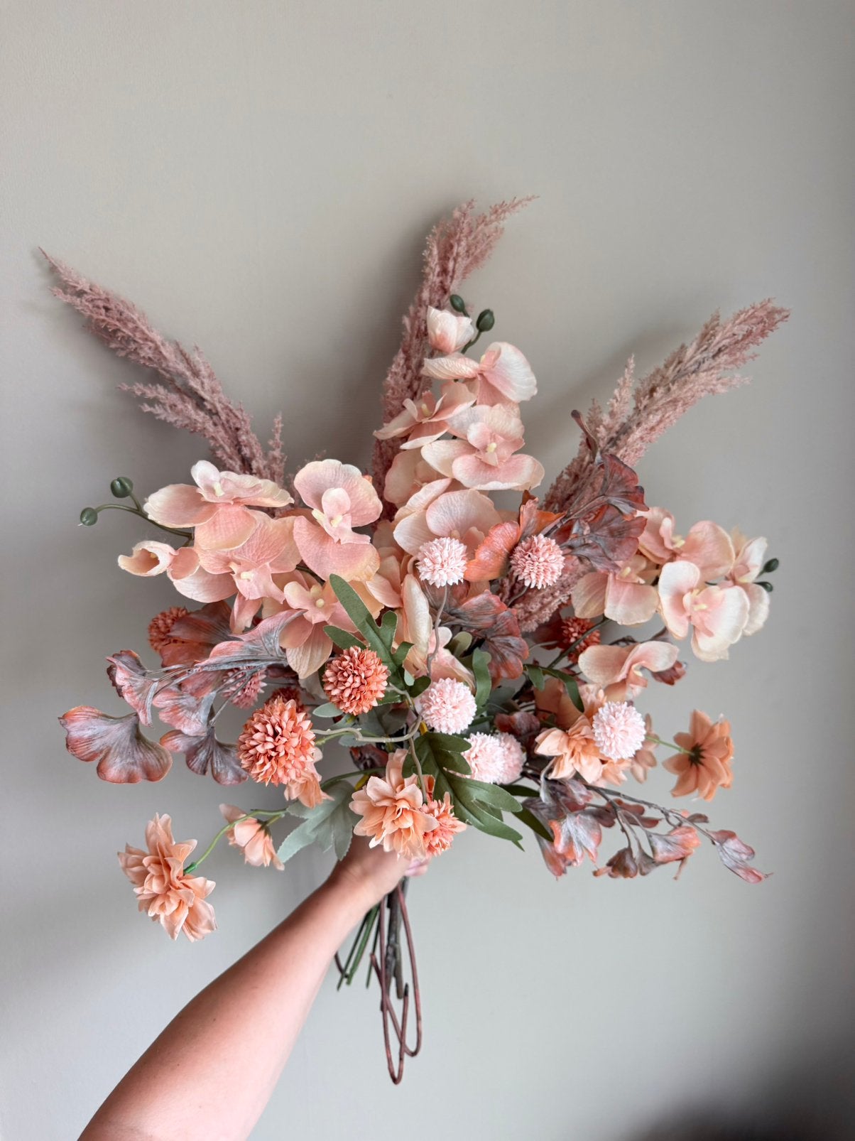 Prachtig groot boeket kunstbloemen licht oud roze dusty roos, Binnen, Roze, Nieuw, Ophalen of Verzenden